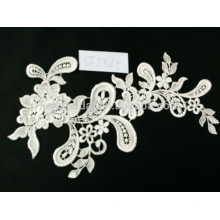 Mode de haute qualité élastique fleur blanche robe de mariée dentelle guipure dentelle suisse